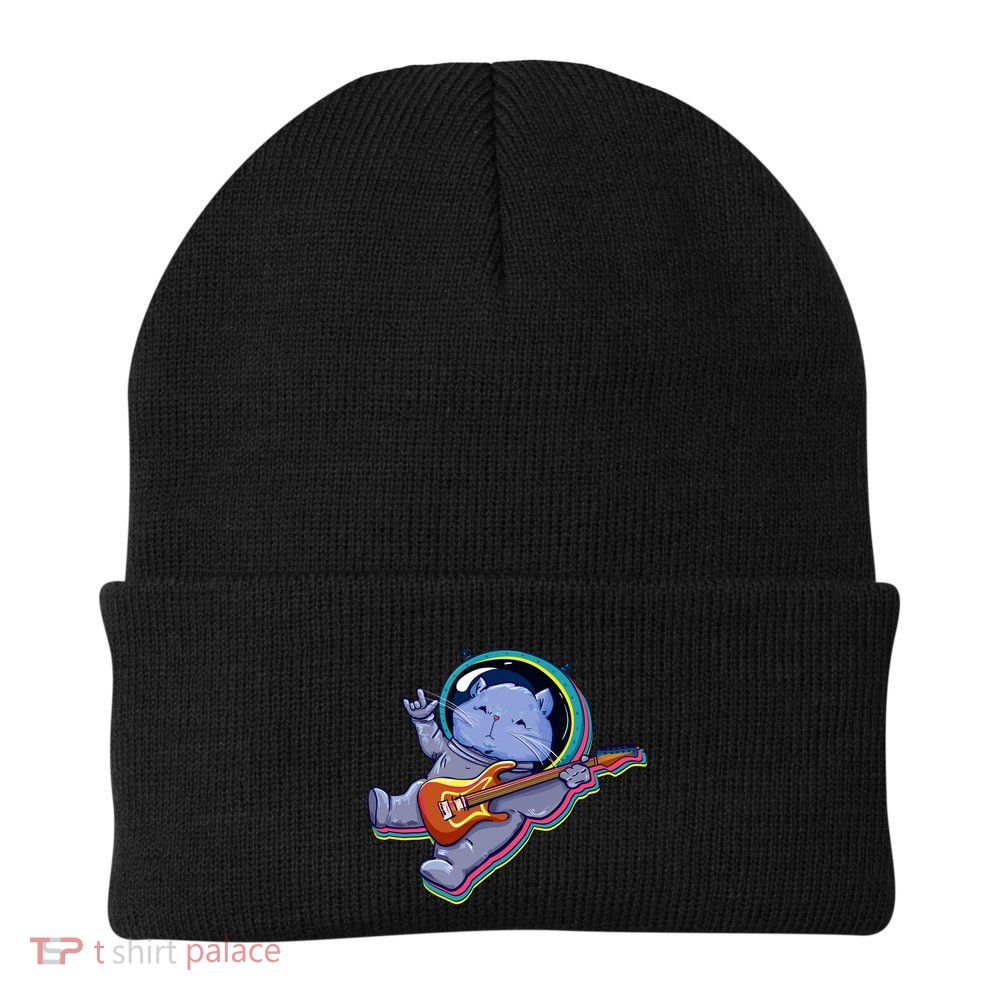 Astronaut Cat In Space Guitar Beanie