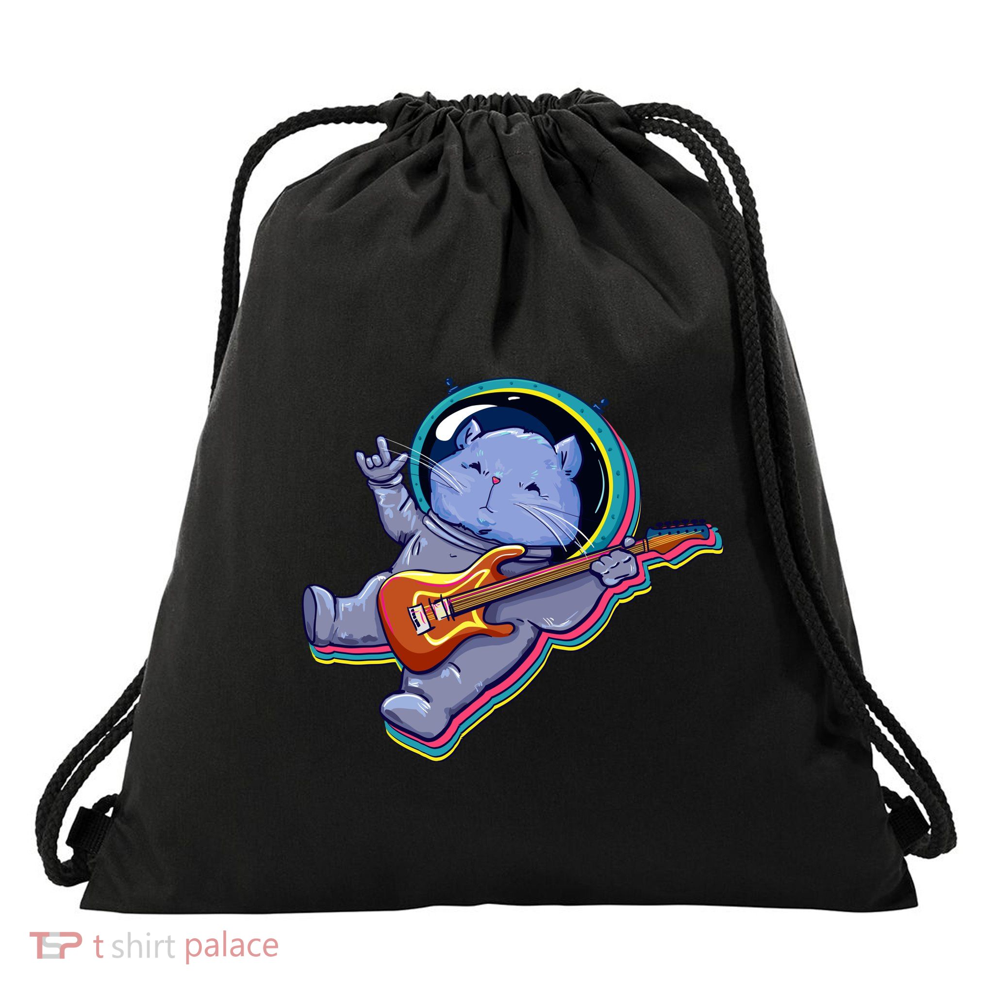 Astronaut Cat In Space Guitar Drawstring Bag