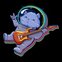 Astronaut Cat In Space Guitar Flatbill Hat