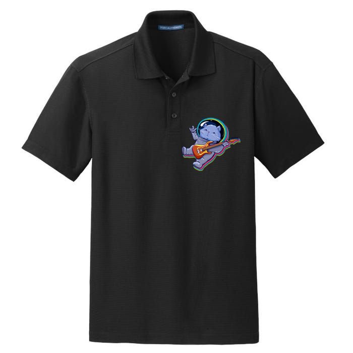 Astronaut Cat In Space Guitar Dry Zone Grid Polo