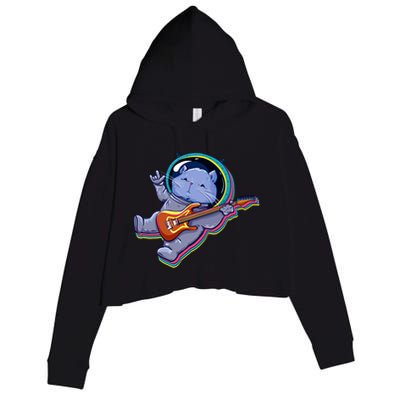 Astronaut Cat In Space Guitar Crop Fleece Hoodie