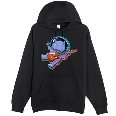 Astronaut Cat In Space Guitar Premium Pullover Hoodie
