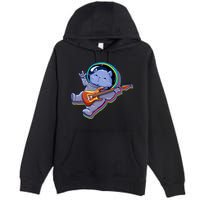 Astronaut Cat In Space Guitar Premium Pullover Hoodie