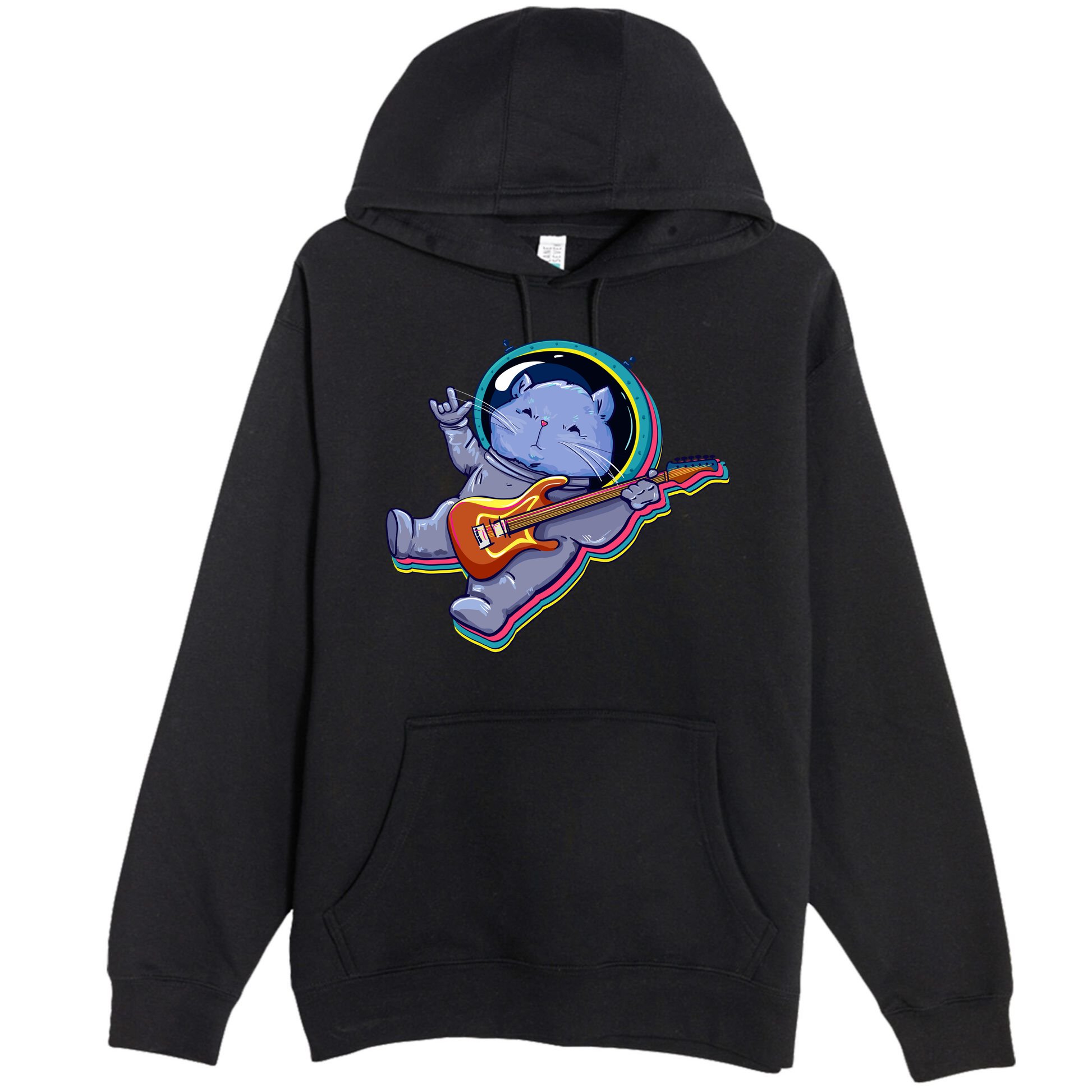 Astronaut Cat In Space Guitar Premium Pullover Hoodie