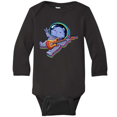 Astronaut Cat In Space Guitar Baby Long Sleeve Bodysuit