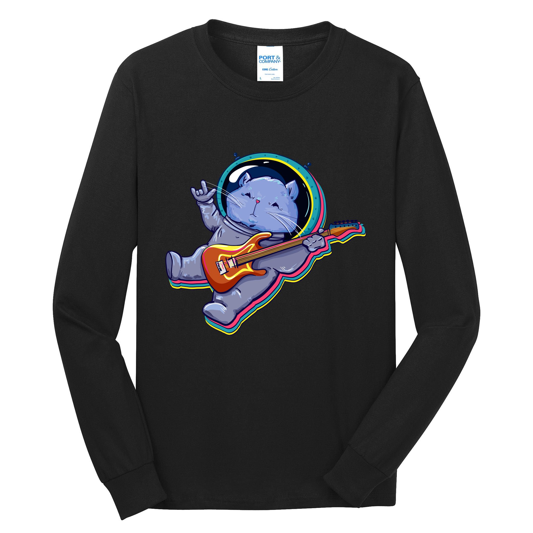 Astronaut Cat In Space Guitar Tall Long Sleeve T-Shirt