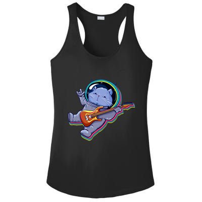 Astronaut Cat In Space Guitar Ladies PosiCharge Competitor Racerback Tank