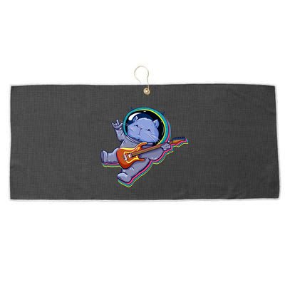 Astronaut Cat In Space Guitar Large Microfiber Waffle Golf Towel