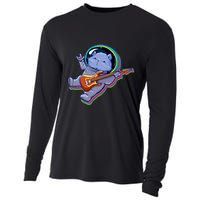Astronaut Cat In Space Guitar Cooling Performance Long Sleeve Crew