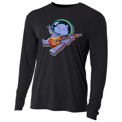 Astronaut Cat In Space Guitar Cooling Performance Long Sleeve Crew