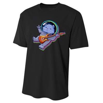 Astronaut Cat In Space Guitar Performance Sprint T-Shirt