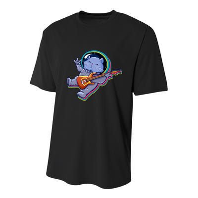 Astronaut Cat In Space Guitar Youth Performance Sprint T-Shirt