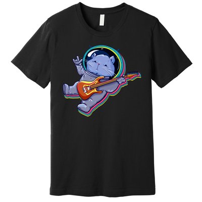 Astronaut Cat In Space Guitar Premium T-Shirt