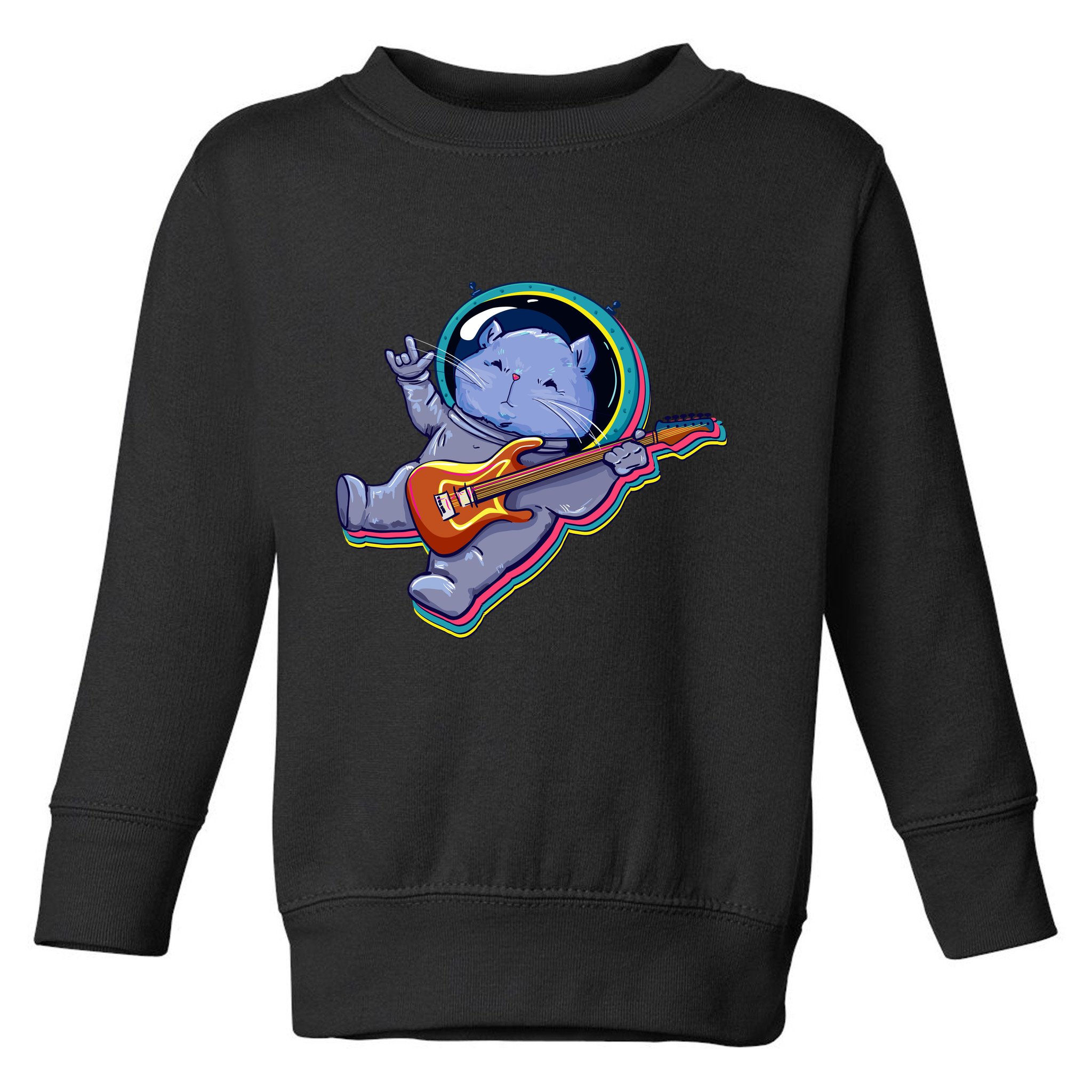 Astronaut Cat In Space Guitar Toddler Sweatshirt