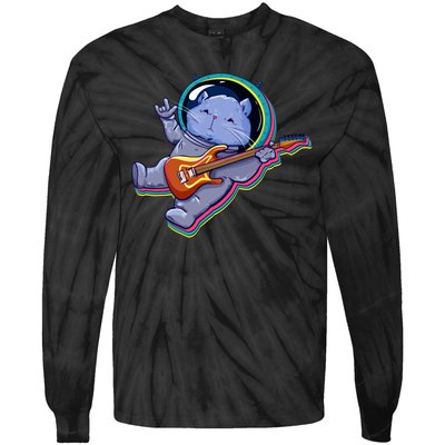 Astronaut Cat In Space Guitar Tie-Dye Long Sleeve Shirt