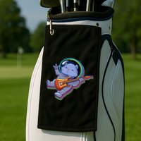 Astronaut Cat In Space Guitar Golf Towel