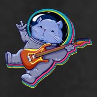 Astronaut Cat In Space Guitar Golf Towel