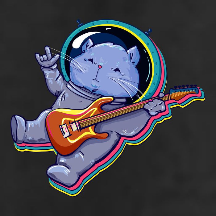 Astronaut Cat In Space Guitar Golf Towel