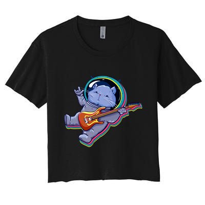 Astronaut Cat In Space Guitar Crop Top