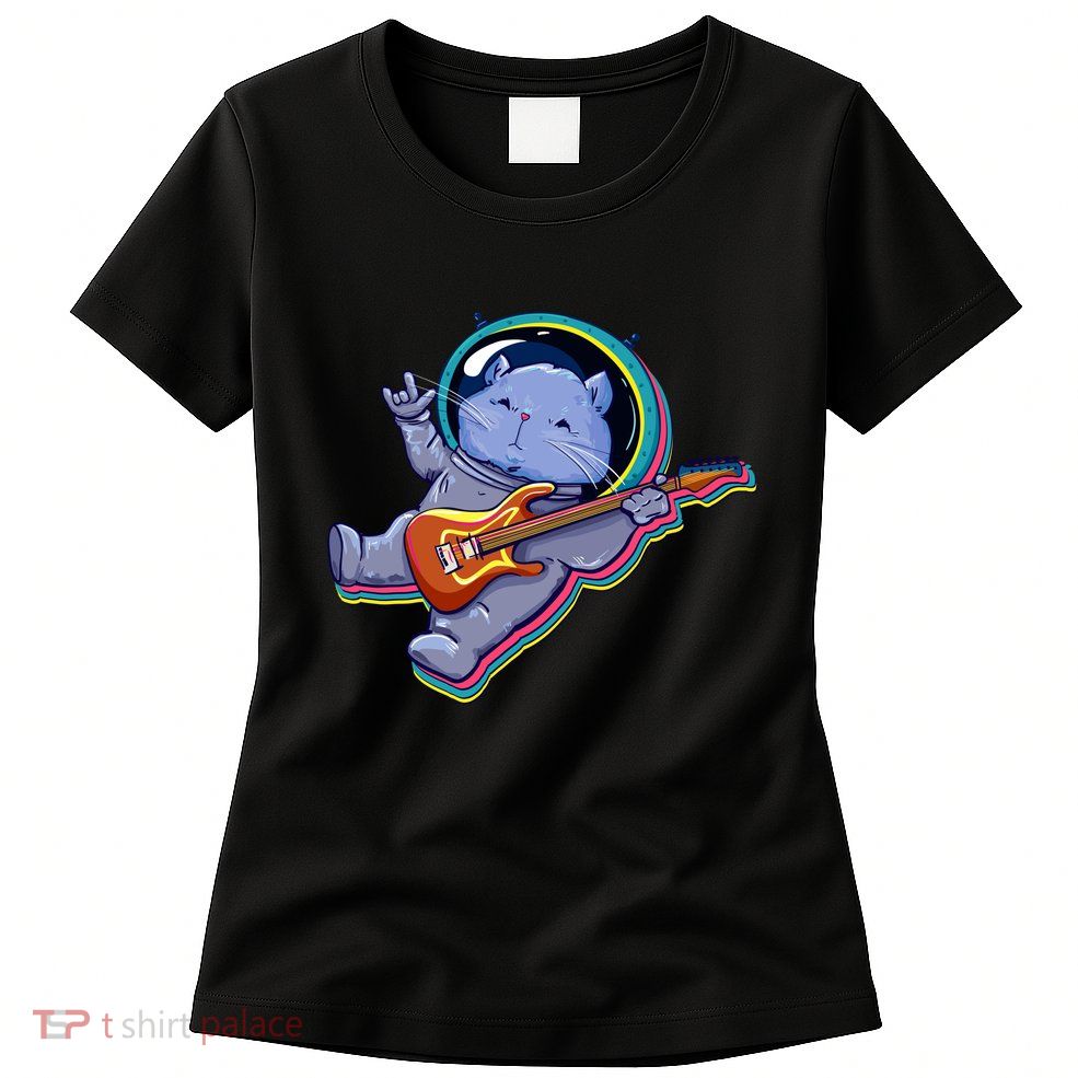 Astronaut Cat In Space Guitar Women's T-Shirt