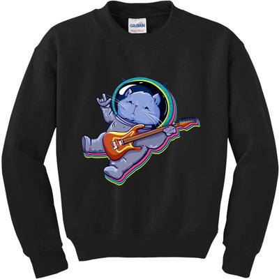 Astronaut Cat In Space Guitar Kids Sweatshirt