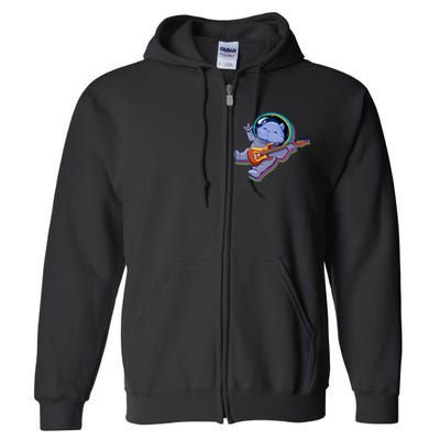 Astronaut Cat In Space Guitar Full Zip Hoodie