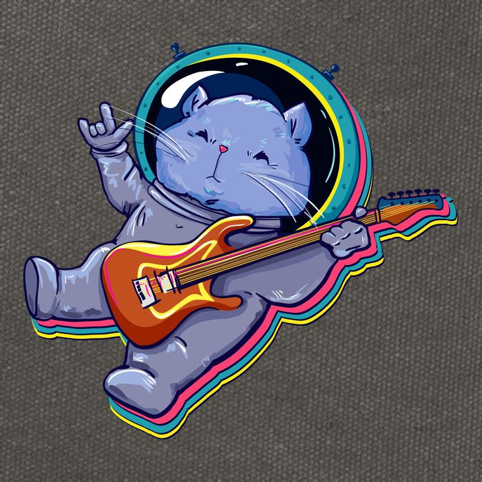 Astronaut Cat In Space Guitar Cotton Canvas Backpack