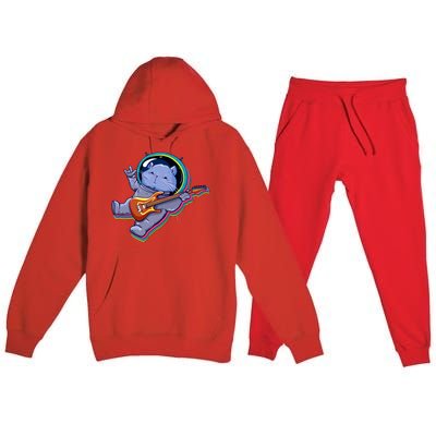 Astronaut Cat In Space Guitar Premium Hooded Sweatsuit Set