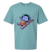 Astronaut Cat In Space Guitar Sueded Cloud Jersey T-Shirt
