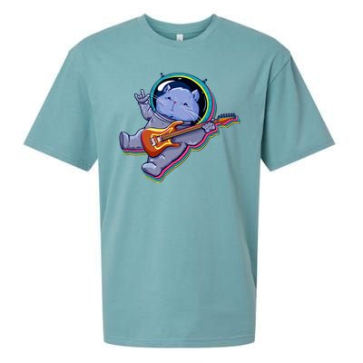 Astronaut Cat In Space Guitar Sueded Cloud Jersey T-Shirt