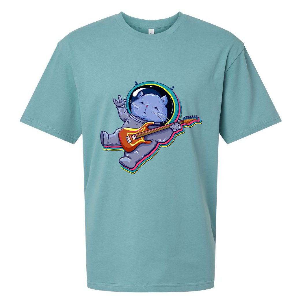 Astronaut Cat In Space Guitar Sueded Cloud Jersey T-Shirt