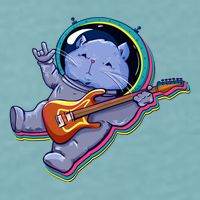 Astronaut Cat In Space Guitar Sueded Cloud Jersey T-Shirt