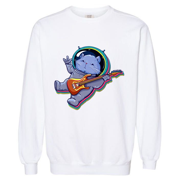 Astronaut Cat In Space Guitar Garment-Dyed Sweatshirt