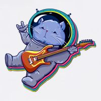 Astronaut Cat In Space Guitar Garment-Dyed Sweatshirt