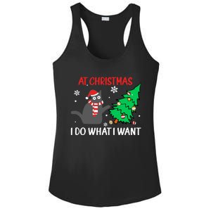 At Christmas I Do What I Want Black Cat Xmas Tree Cute Gift Ladies PosiCharge Competitor Racerback Tank