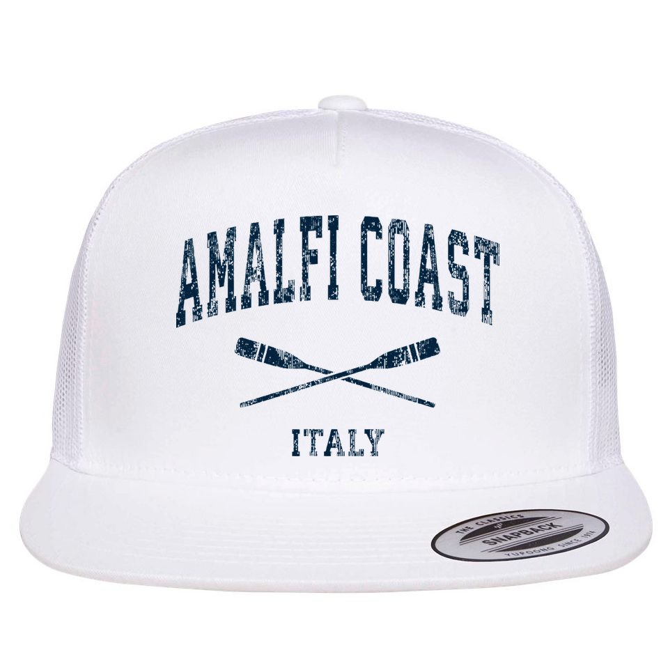 Amalfi Coast Italy Vintage Nautical Paddles Sports Oars Flat Bill Trucker Hat