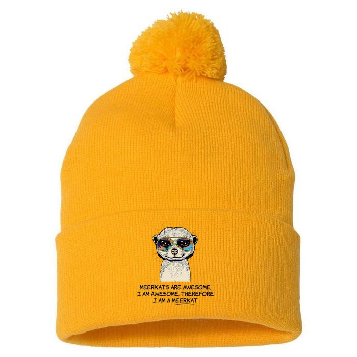 Awesome Cartoon I am a Meerkat for Meerkat Lovers Pom Pom 12in Knit Beanie