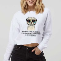 Awesome Cartoon I am a Meerkat for Meerkat Lovers Cropped Pullover Crew