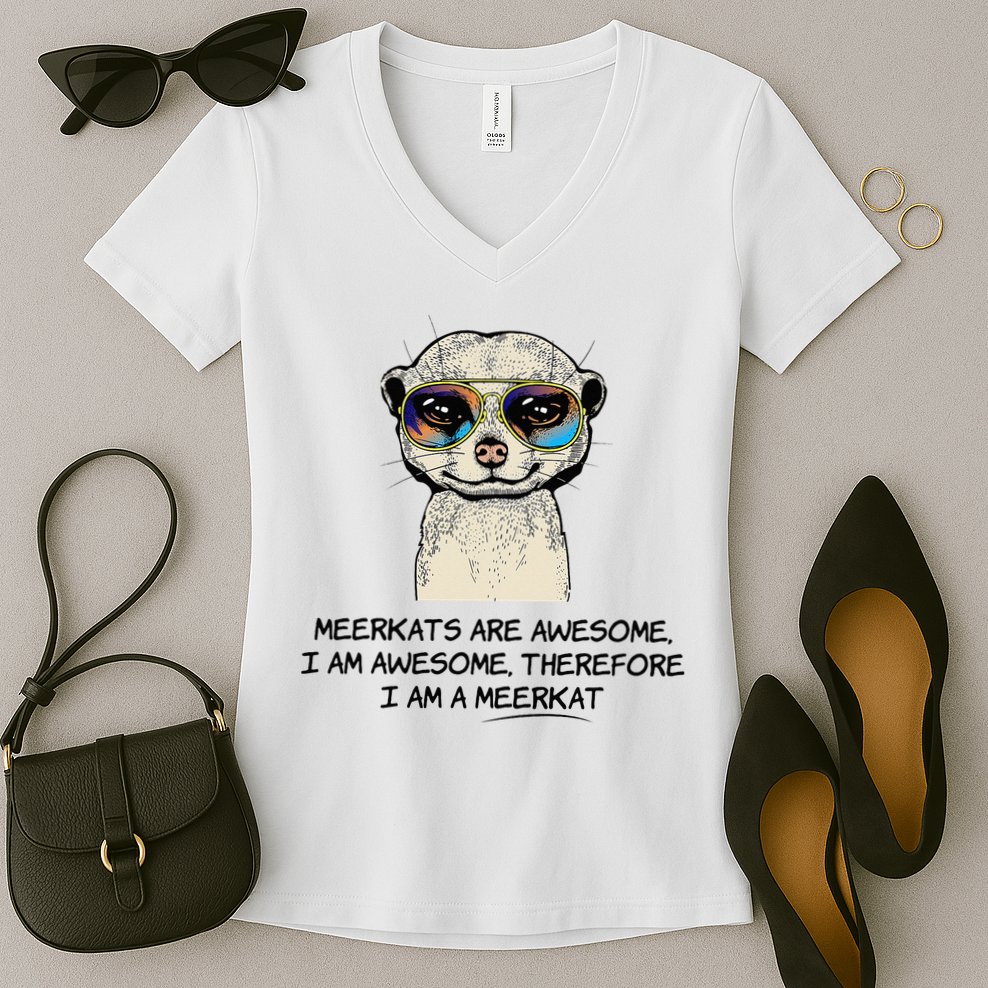 Awesome Cartoon I am a Meerkat for Meerkat Lovers Women's V-Neck T-Shirt