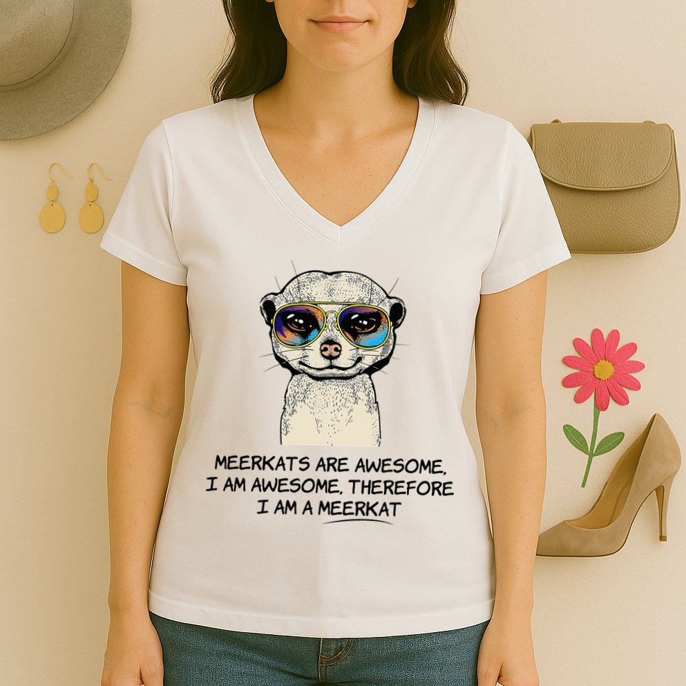 Awesome Cartoon I am a Meerkat for Meerkat Lovers Women's V-Neck T-Shirt