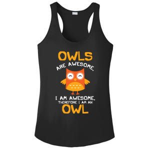 Awesome Cartoon I Am An Owl Shirts For Owl Lovers Ladies PosiCharge Competitor Racerback Tank