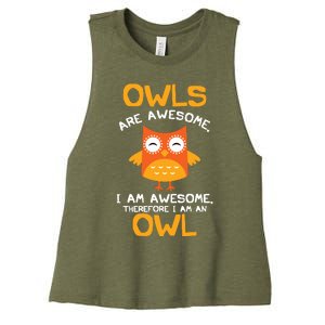 Awesome Cartoon I Am An Owl Shirts For Owl Lovers Women's Racerback Cropped Tank