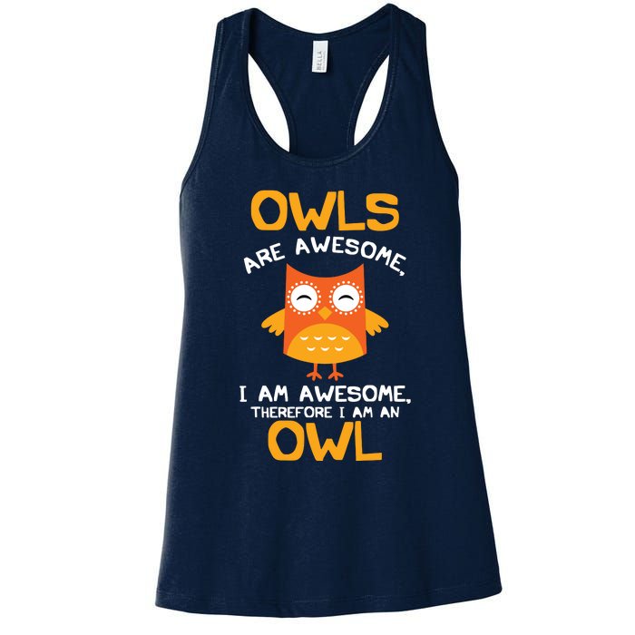 Awesome Cartoon I Am An Owl Shirts For Owl Lovers Women's Racerback Tank