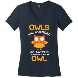 Awesome Cartoon I Am An Owl Shirts For Owl Lovers Women's V-Neck T-Shirt