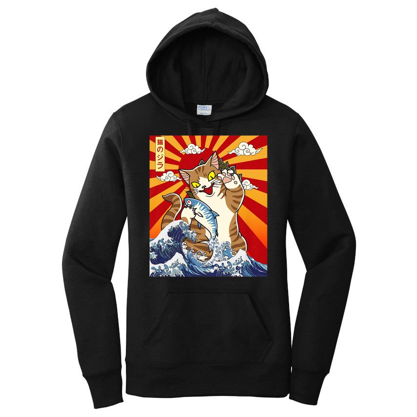 Anime Catzilla Japanese Art Cat Gifts Vintage Women's Pullover Hoodie