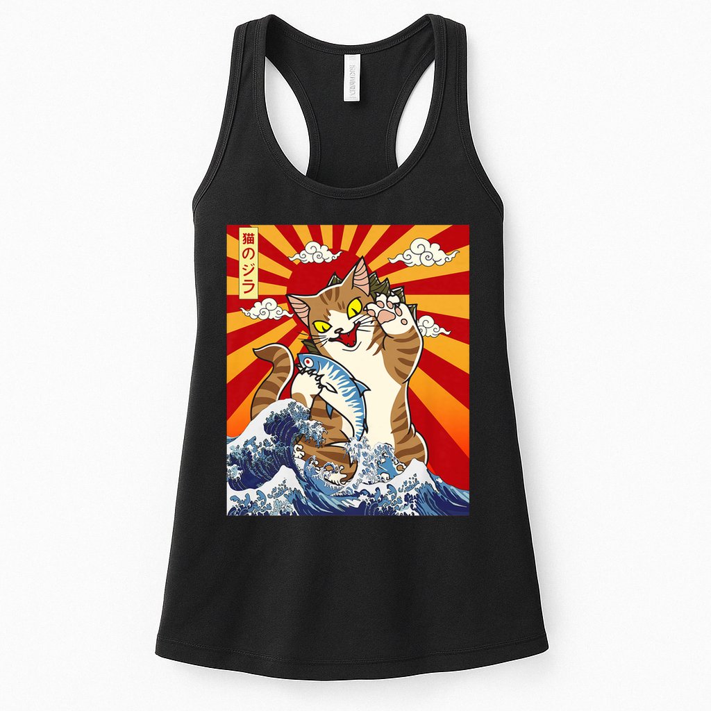 Anime Catzilla Japanese Art Cat Gifts Vintage Womens Tank Top