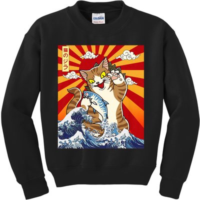 Anime Catzilla Japanese Art Cat Gifts Vintage Kids Sweatshirt