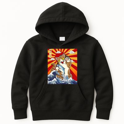 Anime Catzilla Japanese Art Cat Gifts Vintage Kids Hoodie