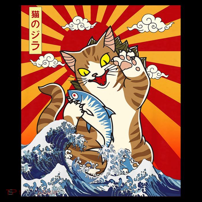 Anime Catzilla Japanese Art Cat Gifts Vintage Kids T-Shirt