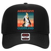 Aggressive Cuddling Jiu Jitsu Funny Retro Brazilian BJJ High Crown Mesh Back Trucker Hat